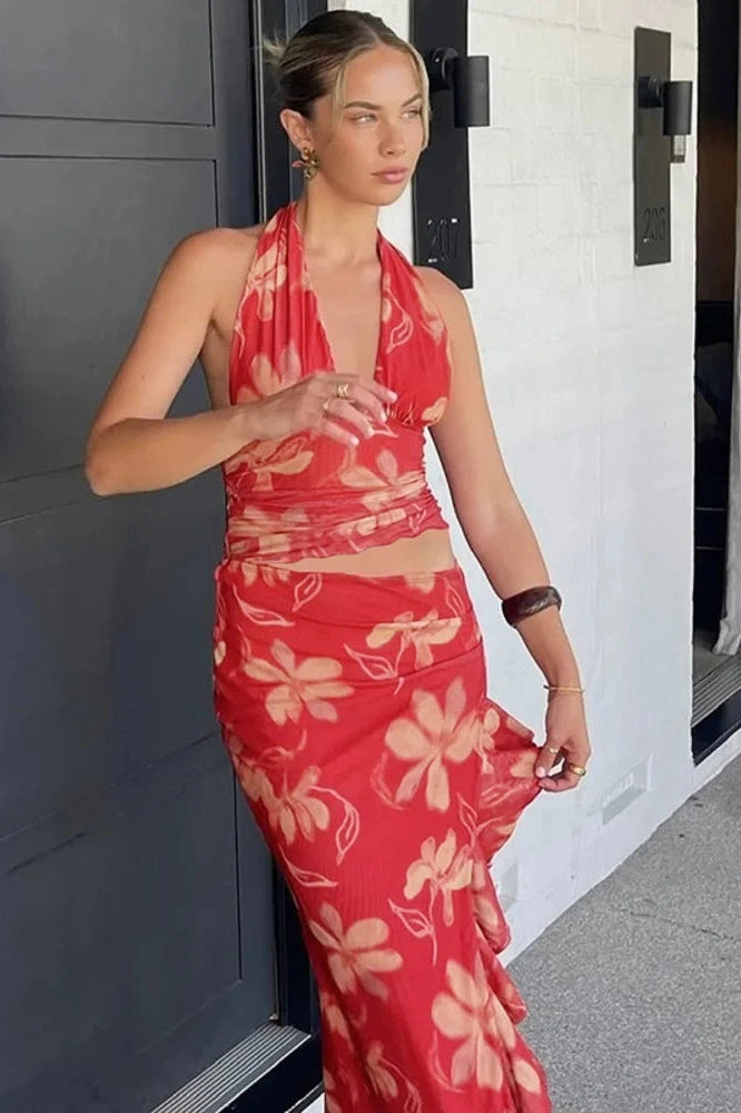 Glorol - Deep V Neck Sleeveless Backless Bodycon Maxi Dress