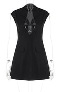 Glorol - Sleeveless Deep V Neck A-line Mini Dress