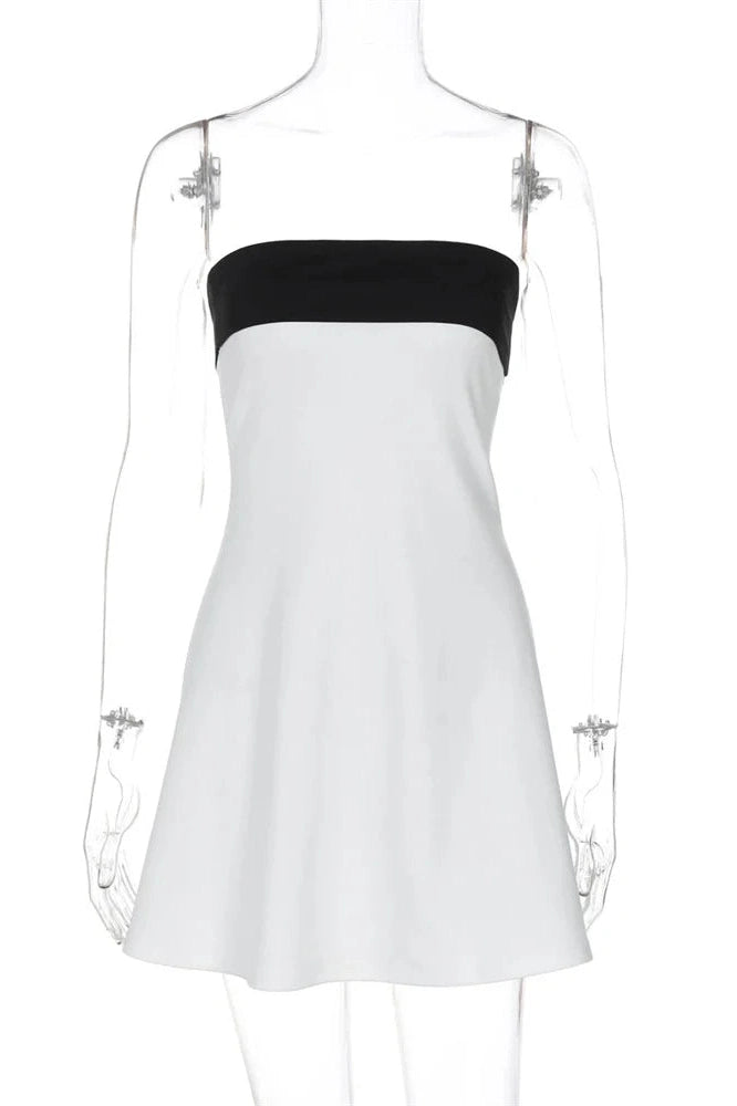 Glorol - Slim Patchwork Backless Bodycon Mini Dress