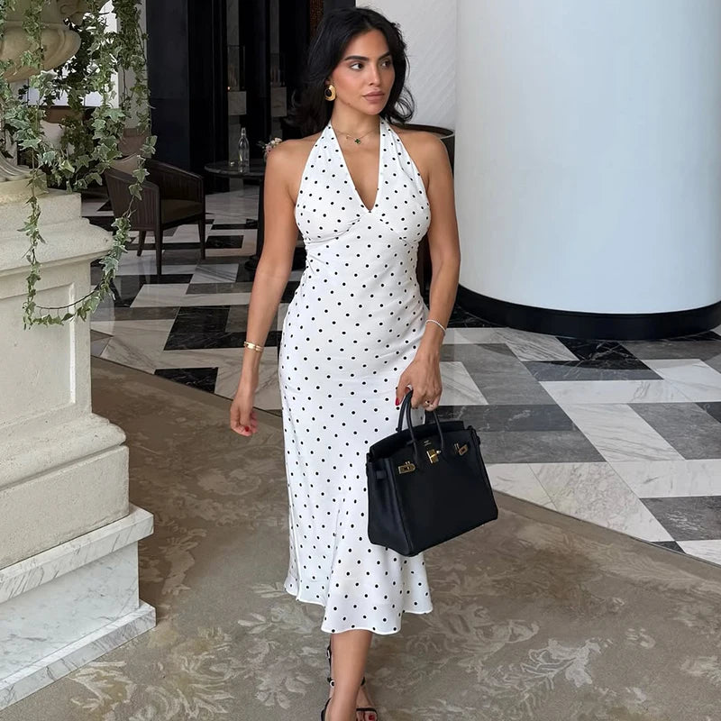 Glorol - Printed Backless Bodycon Midi Dress