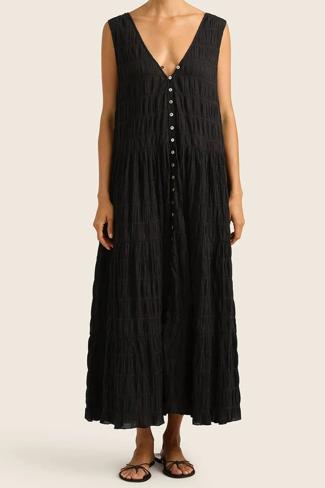 Glorol - Elegant Sleeveless Loose Maxi Dress
