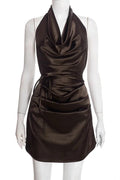 Glorol - Elegant Pleated Sleeveless Backless High-Waisted Mini Dress