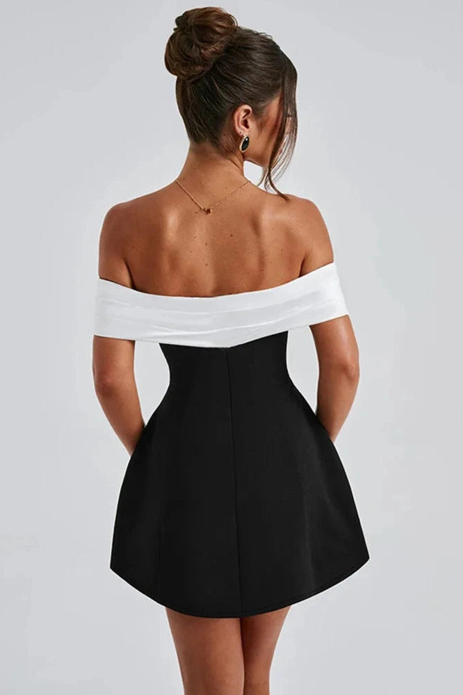 Glorol - Off-shoulder Strapless Sleeveless Backless Mini Dress