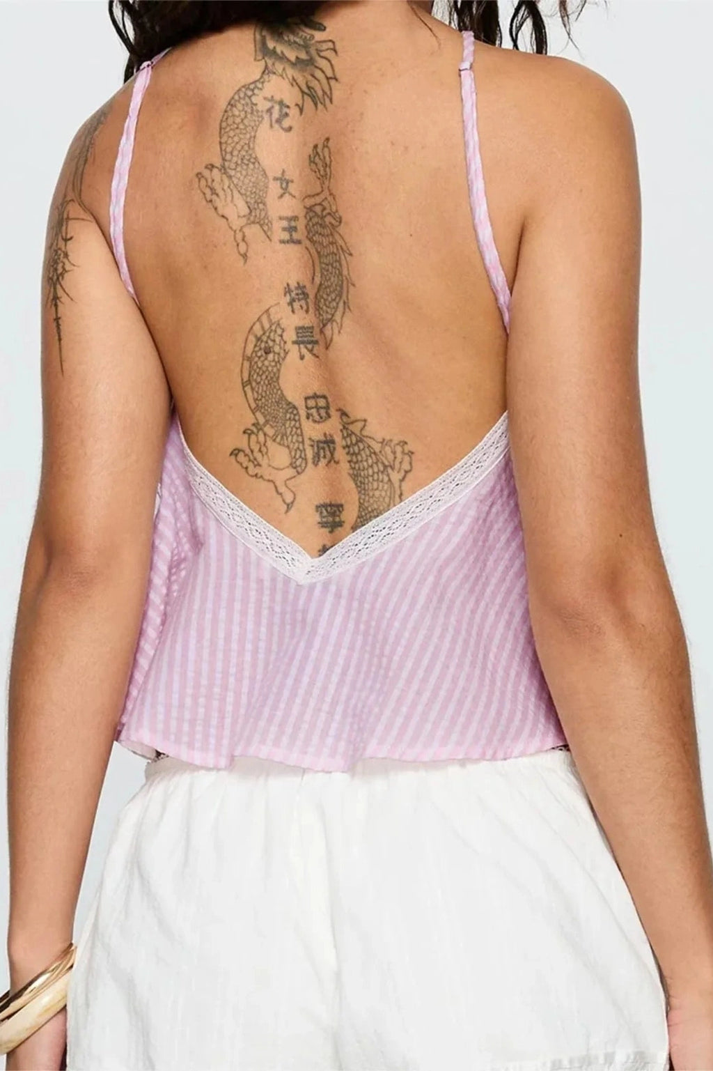 Glorol - Sleeveless Backless Striped Patchwork Loose Top