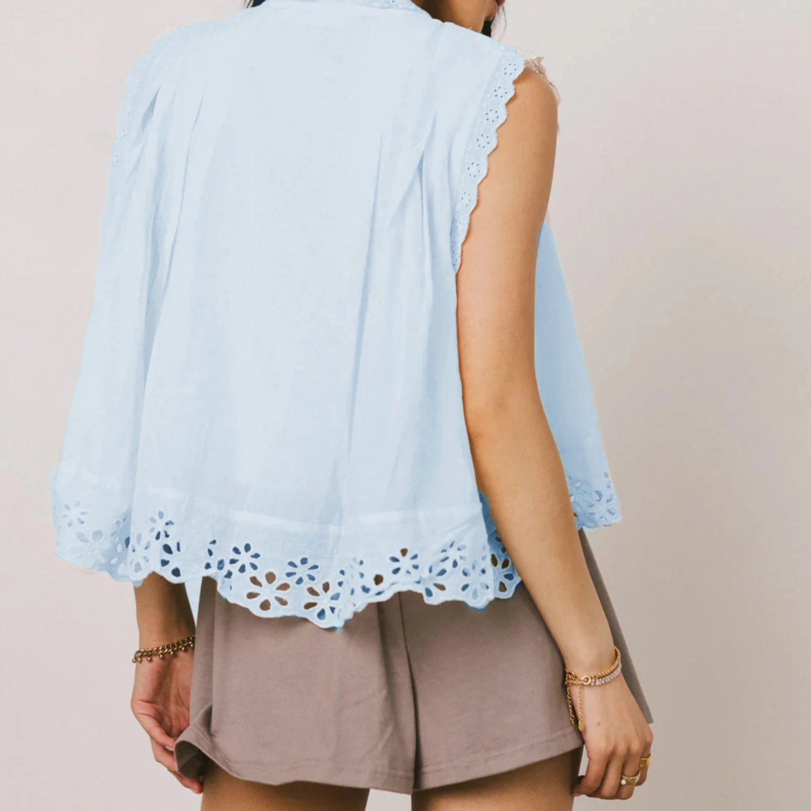 Glorol - Sleeveless Button-Down Loose Fit Top