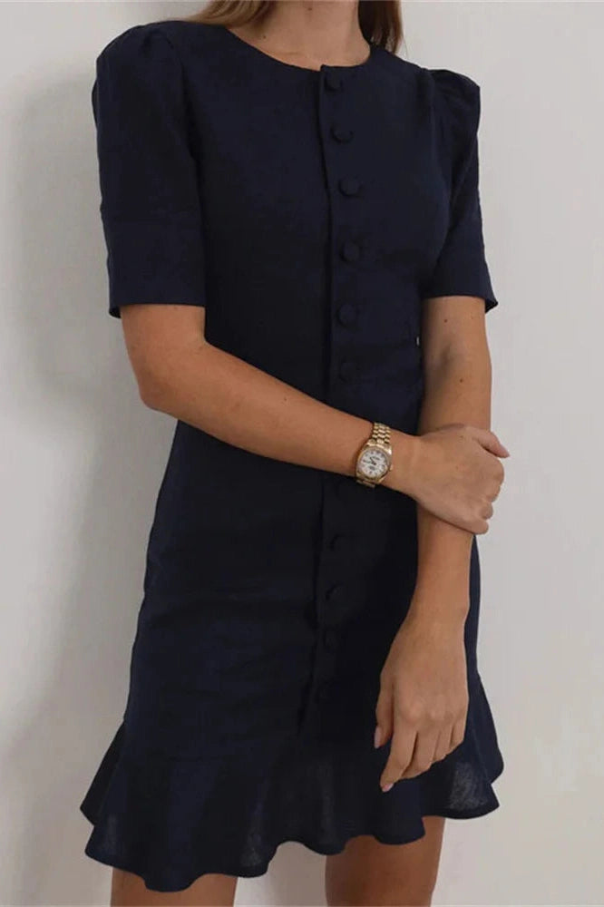 Glorol - Short Sleeve Patchwork Bodycon Mini Dress