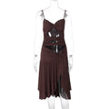 Glorol - Hollow Out Slim Spaghetti Strap Midi Dress