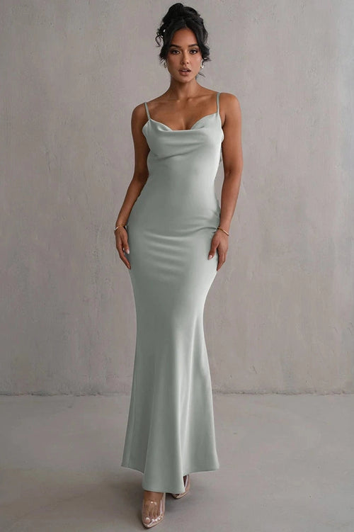Glorol - Backless Spaghetti Strap Sleeveless Maxi Dress