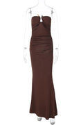 Glorol - Off-shoulder Strapless Sleeveless Backless Bodycon Maxi Dress