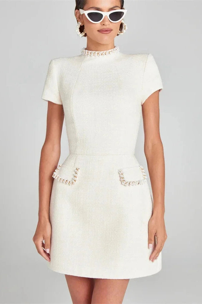 Glorol - Short Sleeve Patchwork Slim Mini Dress