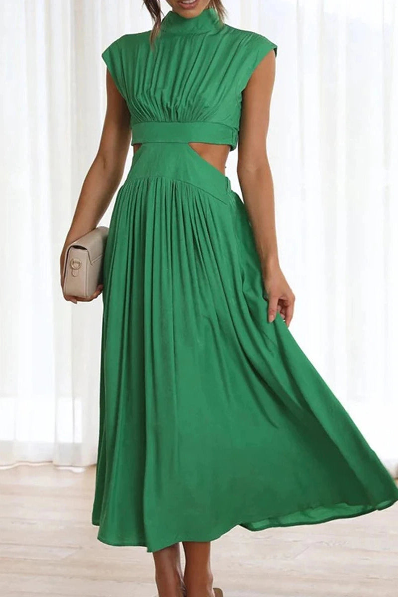 Glorol - Hollow-Out Sleeveless Loose Maxi Dress