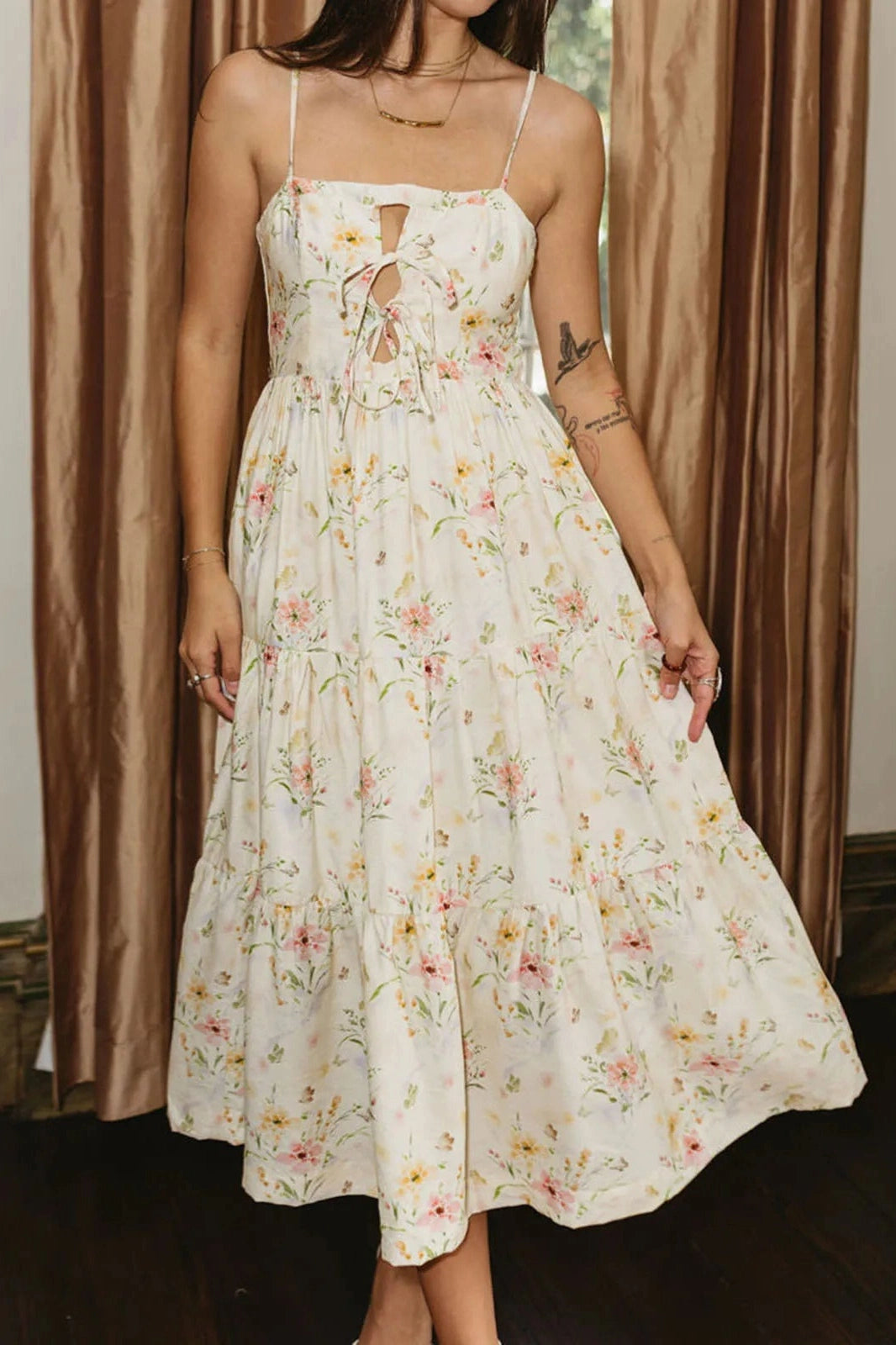 Glorol - Elegant Sleeveless Tie-Up Maxi Dress