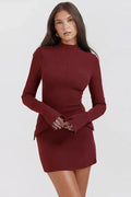 Glorol - Elegant Long Sleeve Bodycon Mini Dress