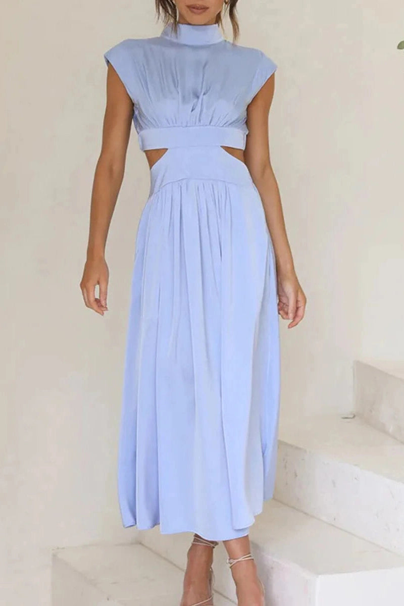 Glorol - Hollow-Out Sleeveless Loose Maxi Dress