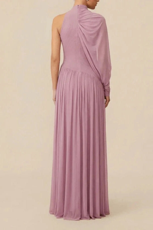 Glorol - Hollow Out Pleated Slim Maxi Dress