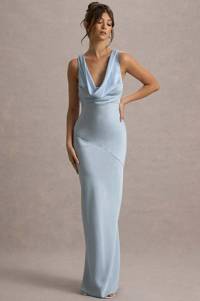 Glorol - Backless Sleeveless Lace-up Bodycon Maxi Dress