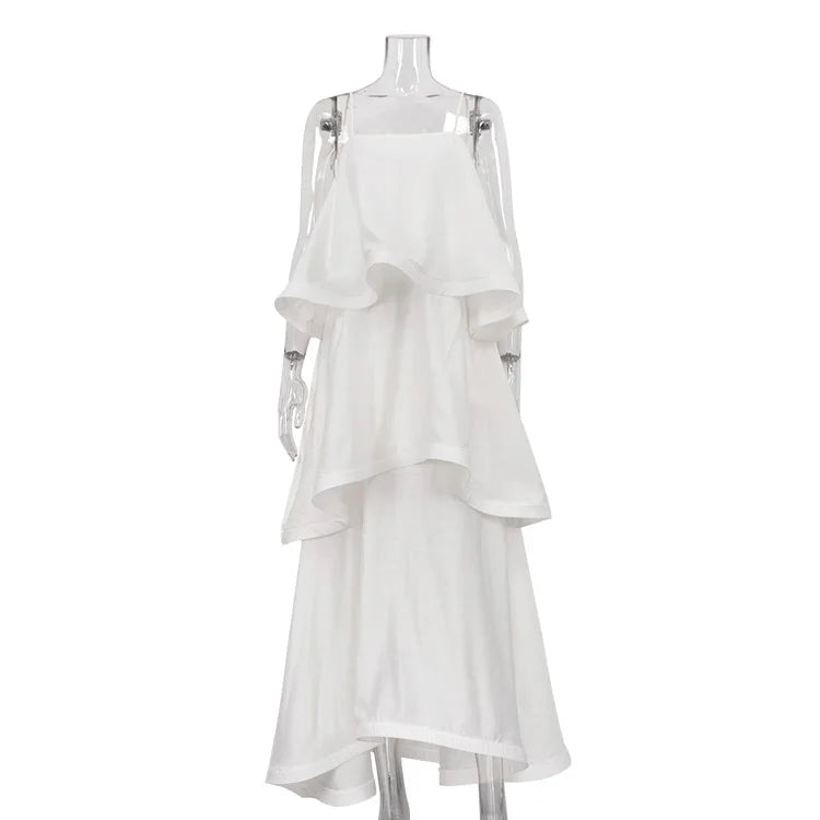 Glorol - Sleeveless A-Line Pleated Loose Maxi Dress