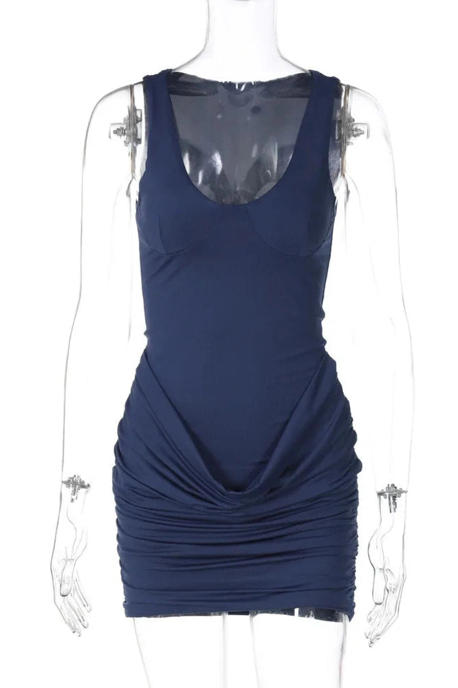 Glorol - Sleeveless U Neck Bodycon Mini Dress