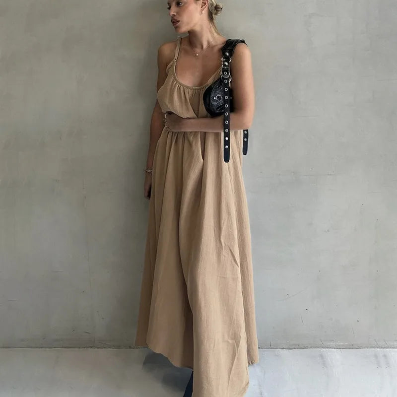 Glorol - Elegant Patchwork Sleeveless Backless Maxi Dress