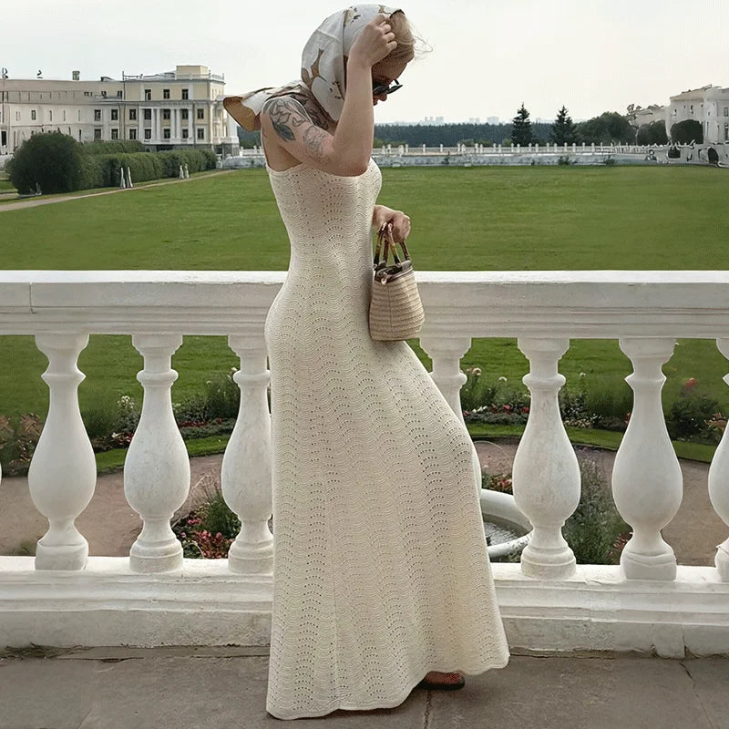 Glorol - Elegant Hollow Out Backless Maxi Dress
