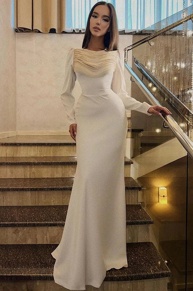 Glorol - O-Neck Long Sleeve High Waist Maxi Dress