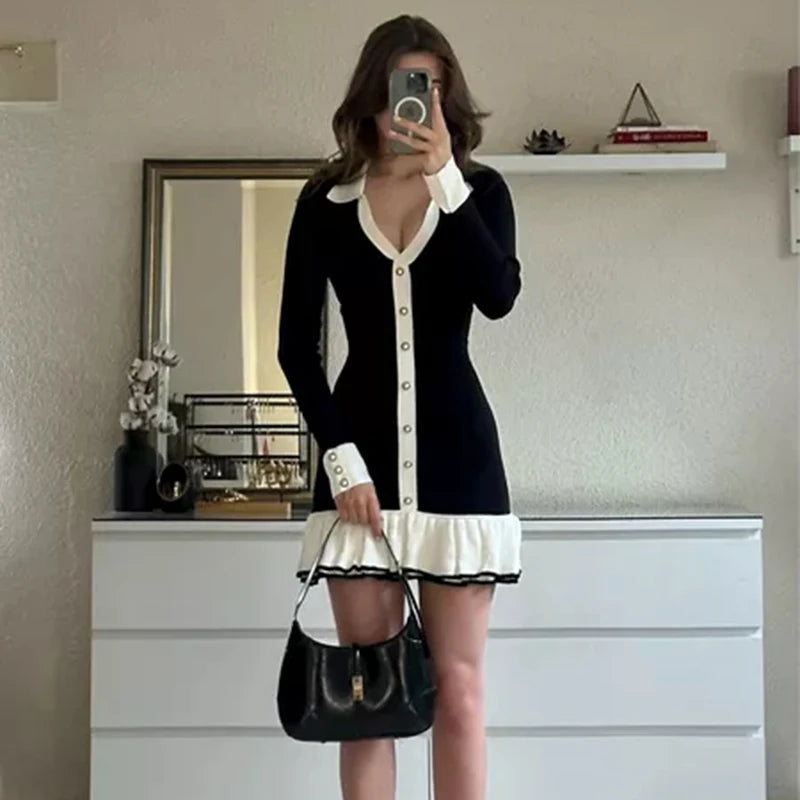 Glorol - Elegant Backless Lace-Up Mini Dress