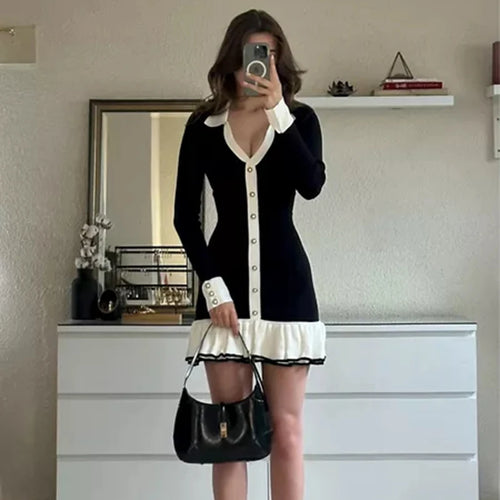 Glorol - Elegant Backless Lace-Up Mini Dress