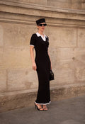Glorol - Knitted Short Sleeve High Waist Maxi Dress