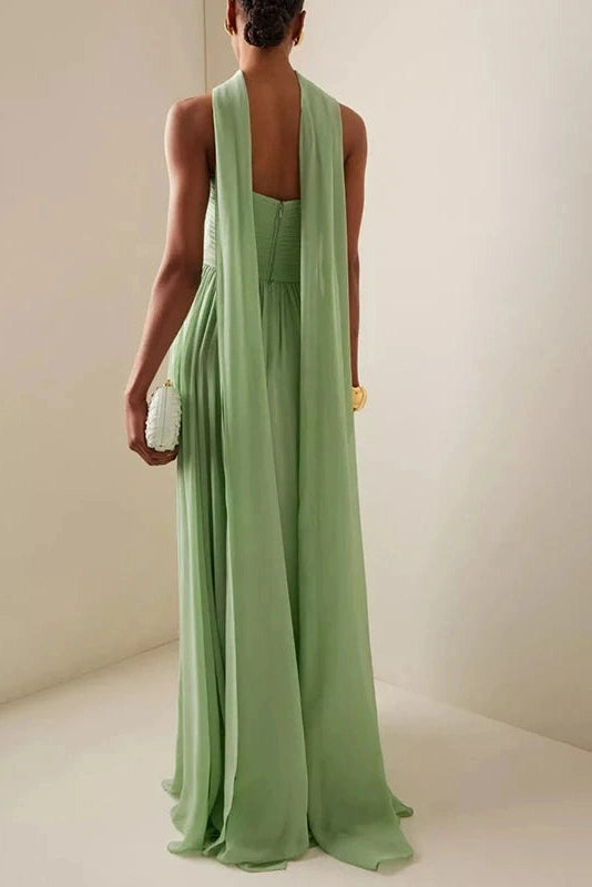 Glorol - Elegant High Waisted Backless Maxi Dress