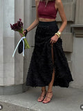 Glorol - Long Petal High Waisted Skirt