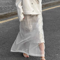 Glorol - High Waist See Through Mesh Split Skirt