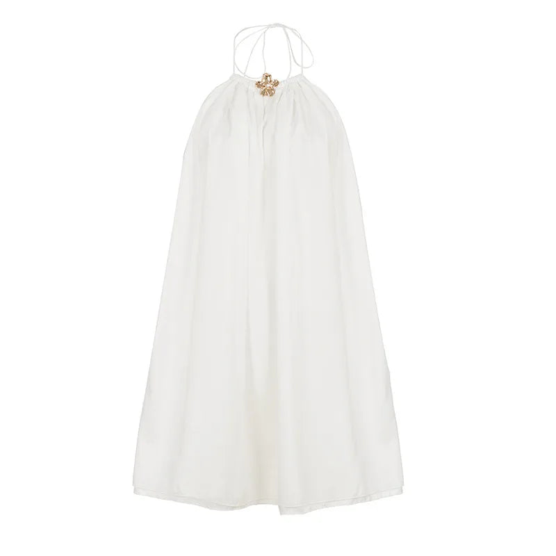 Glorol - Elegant Backless Patchwork Mini Dress