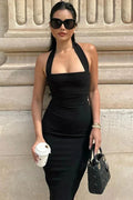 Glorol - Off-Shoulder Bodycon Backless Sleeveless Midi Dress