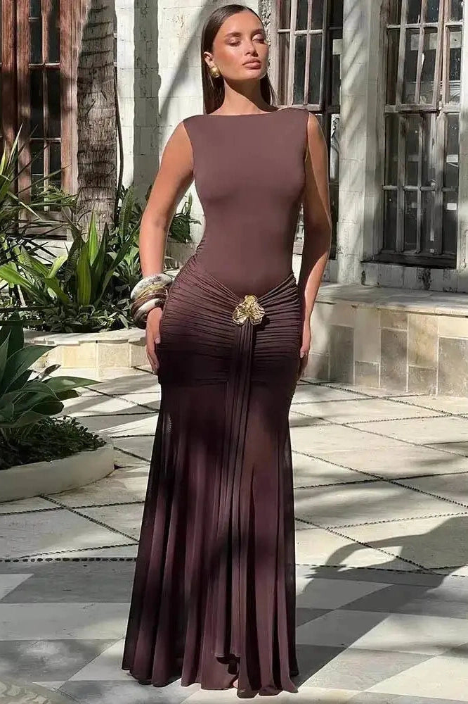 Glorol - Elegant Backless Sleeveless Bodycon Maxi Dress