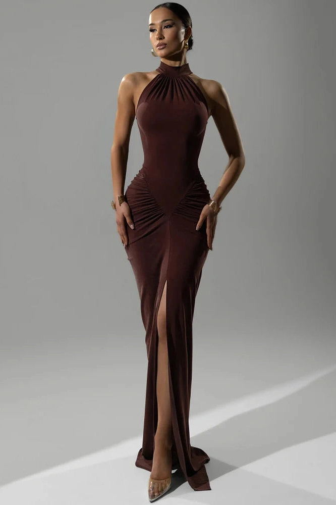 Glorol - Sleeveless Slim High Waist Split Maxi Dress