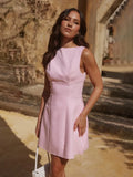 Glorol - Elegant Sleeveless Backless High Waist Mini Dress