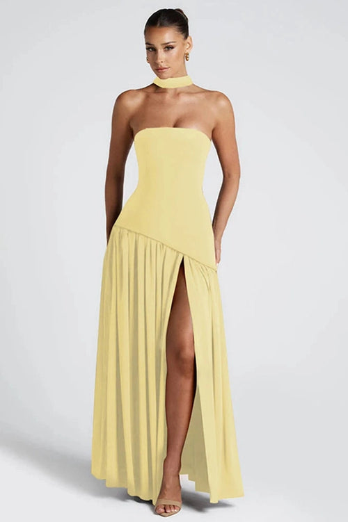 Glorol - Elegant Backless Strapless Bodycon Maxi Dress