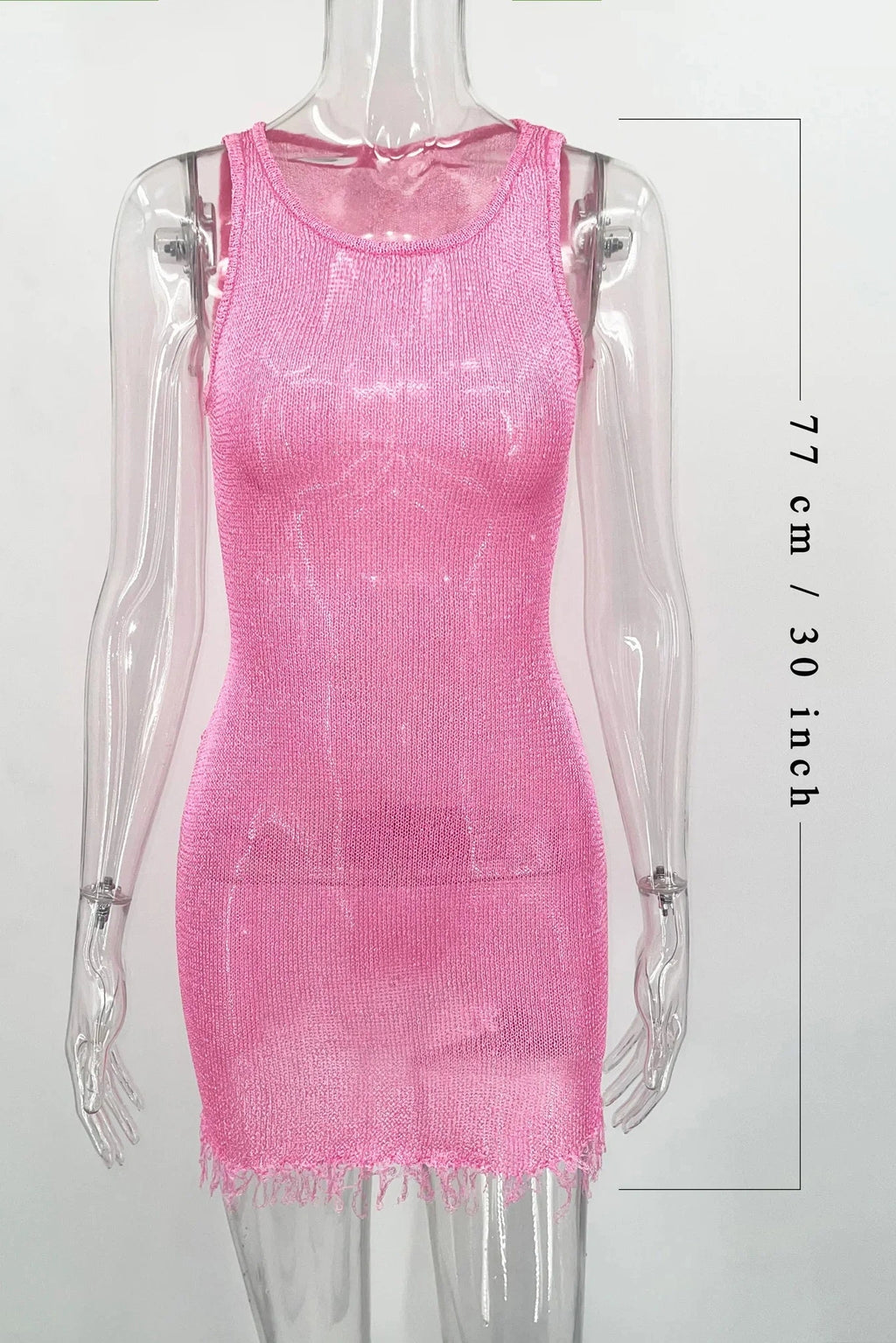Glorol - See-Through Slim Sleeveless Patchwork Mini Dress