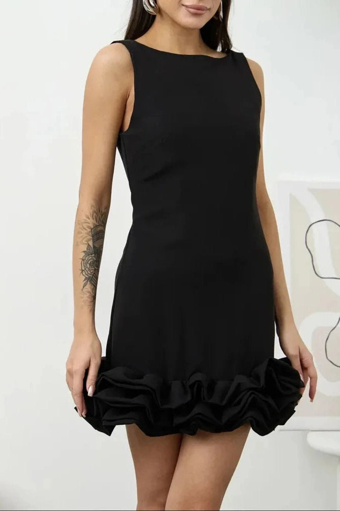Glorol - Patchwork Sleeveless High Waist Backless Mini Dress