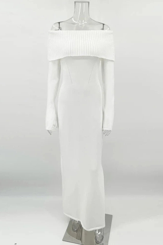 Glorol - Off-Shoulder High Waist Maxi Dress