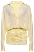 Glorol - Long Sleeve Hip Strap See Through Patchwork Mini Dress