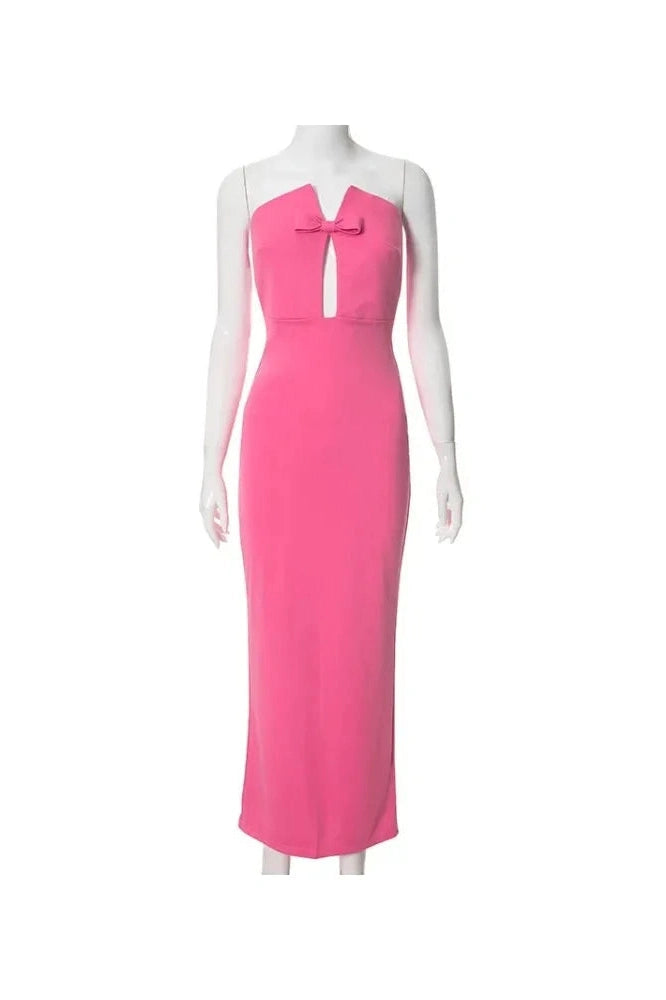 Glorol - Off-Shoulder Slim Backless Maxi Dress