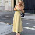 Glorol - Elegant Square Neck Backless High Waist Sleeveless Maxi Dress