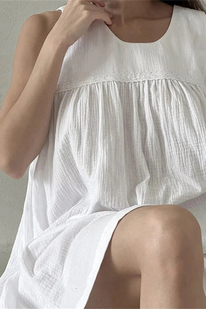 Glorol - Sleeveless High Waist Pleated Patchwork Mini Dress