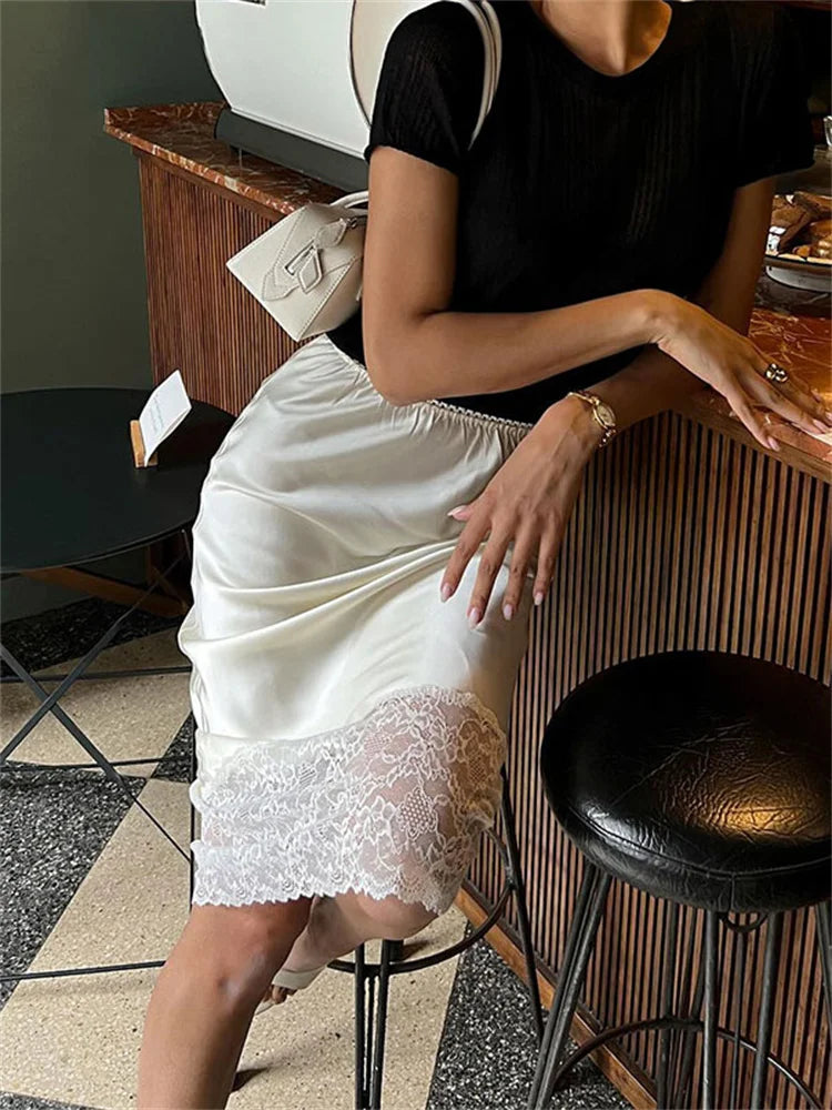 Glorol - Elegant High Waist Patchwork Lace Skirt