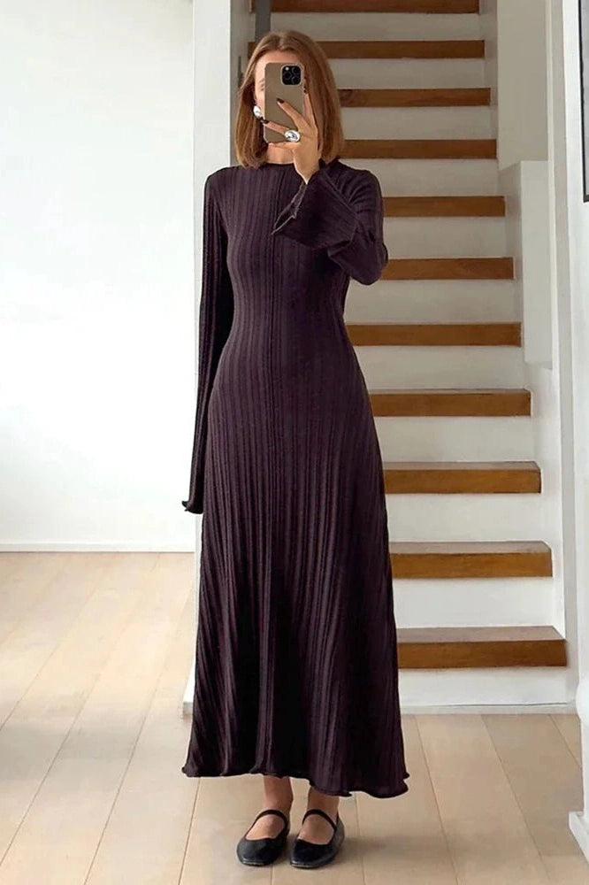 Glorol - Elegant Knitted High Waist Bodycon Maxi Dress