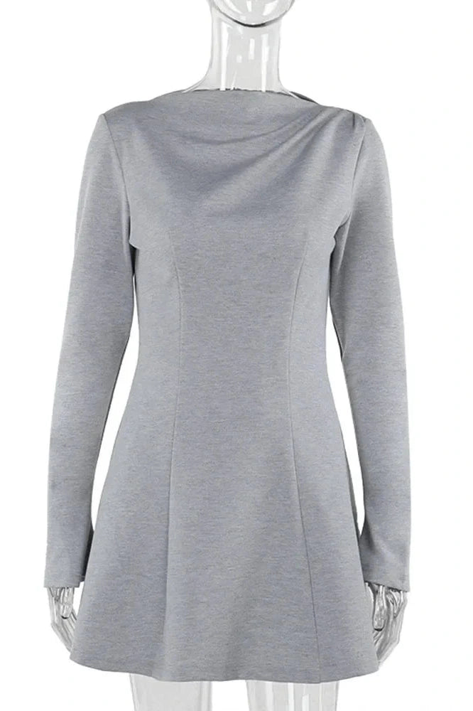 Glorol - Elegant Slim Long Sleeve High Waist Mini Dress