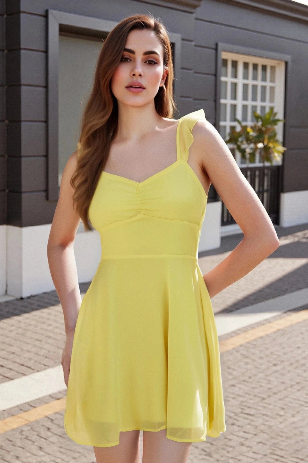 Glorol - Elegant Sleeveless High Waist Mini Dress