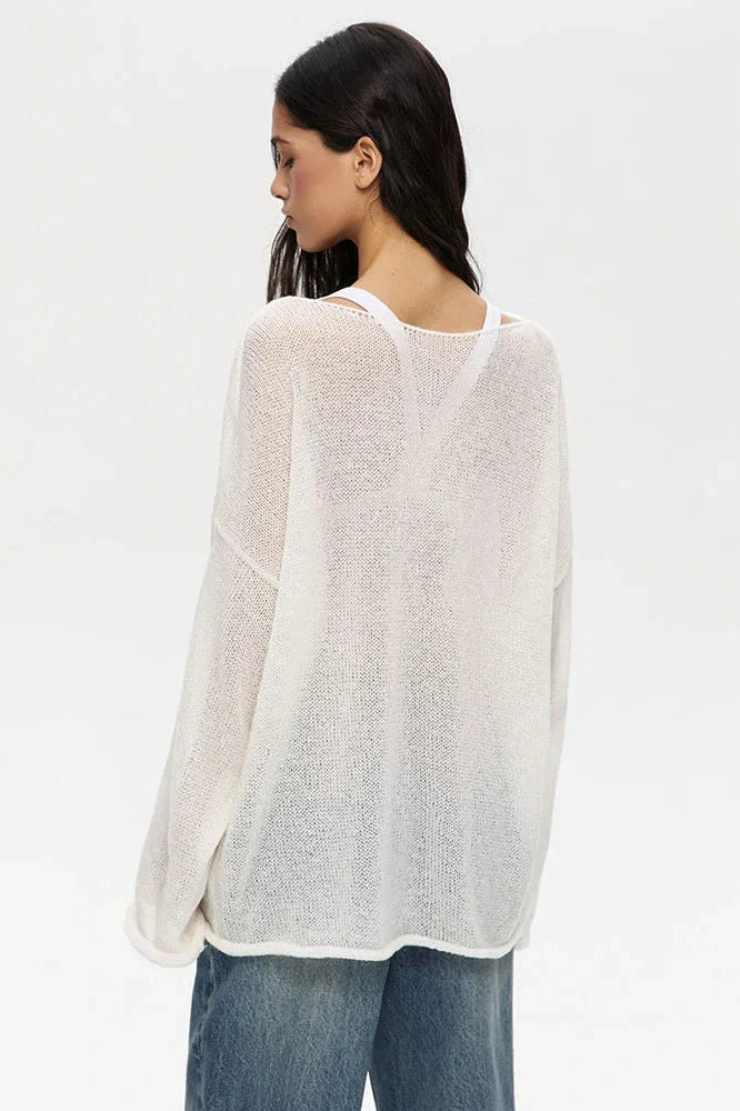 Glorol - Round Neck Loose Long Sleeve Top