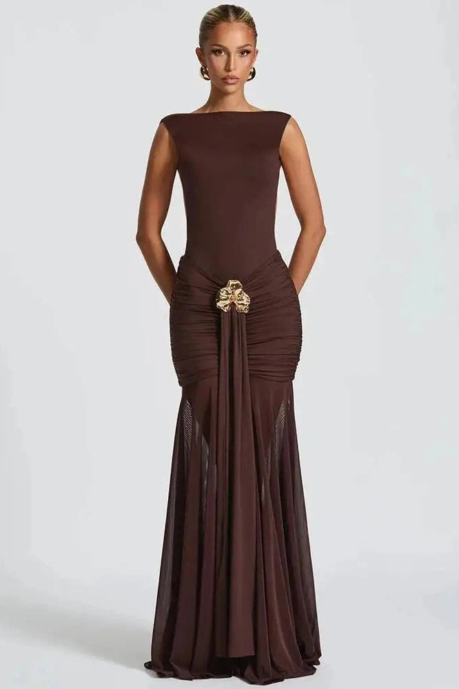Glorol - Elegant Backless Sleeveless Bodycon Maxi Dress